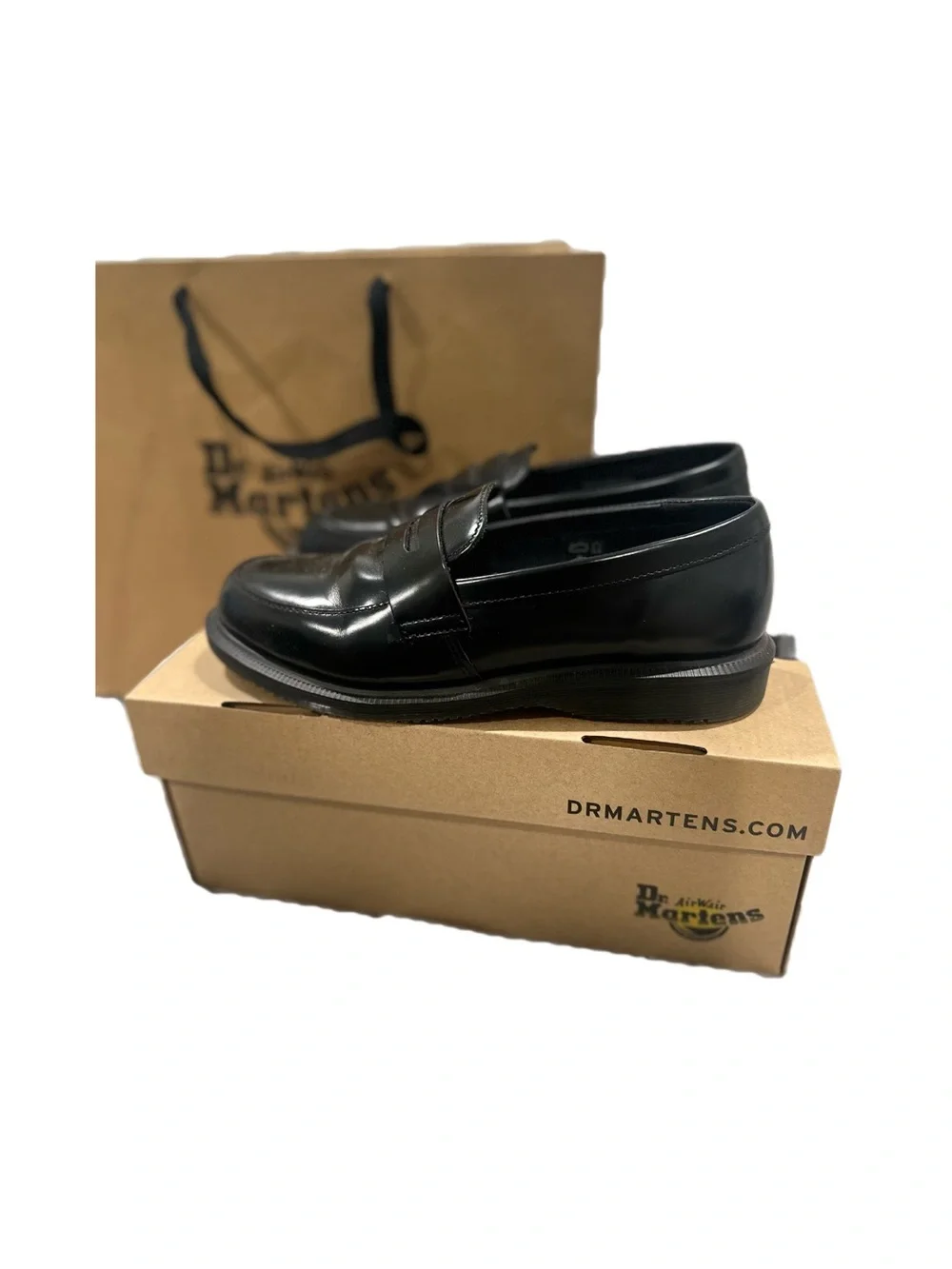Temara Dr Martens Classic Black Leather Penny Loafers - Picture 4 of 7